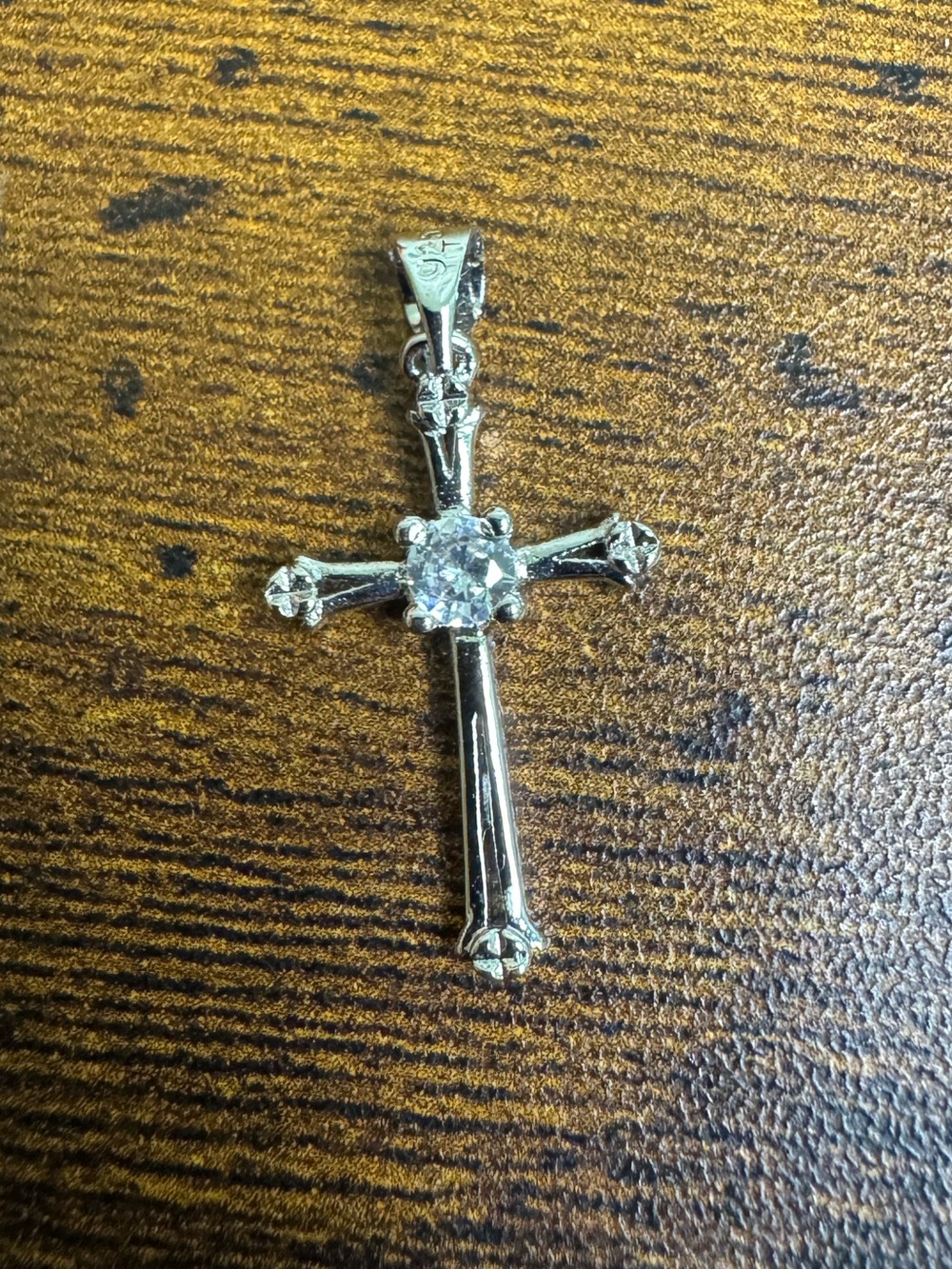 Silver Cross Pendant with Clear Cubic Zirconia